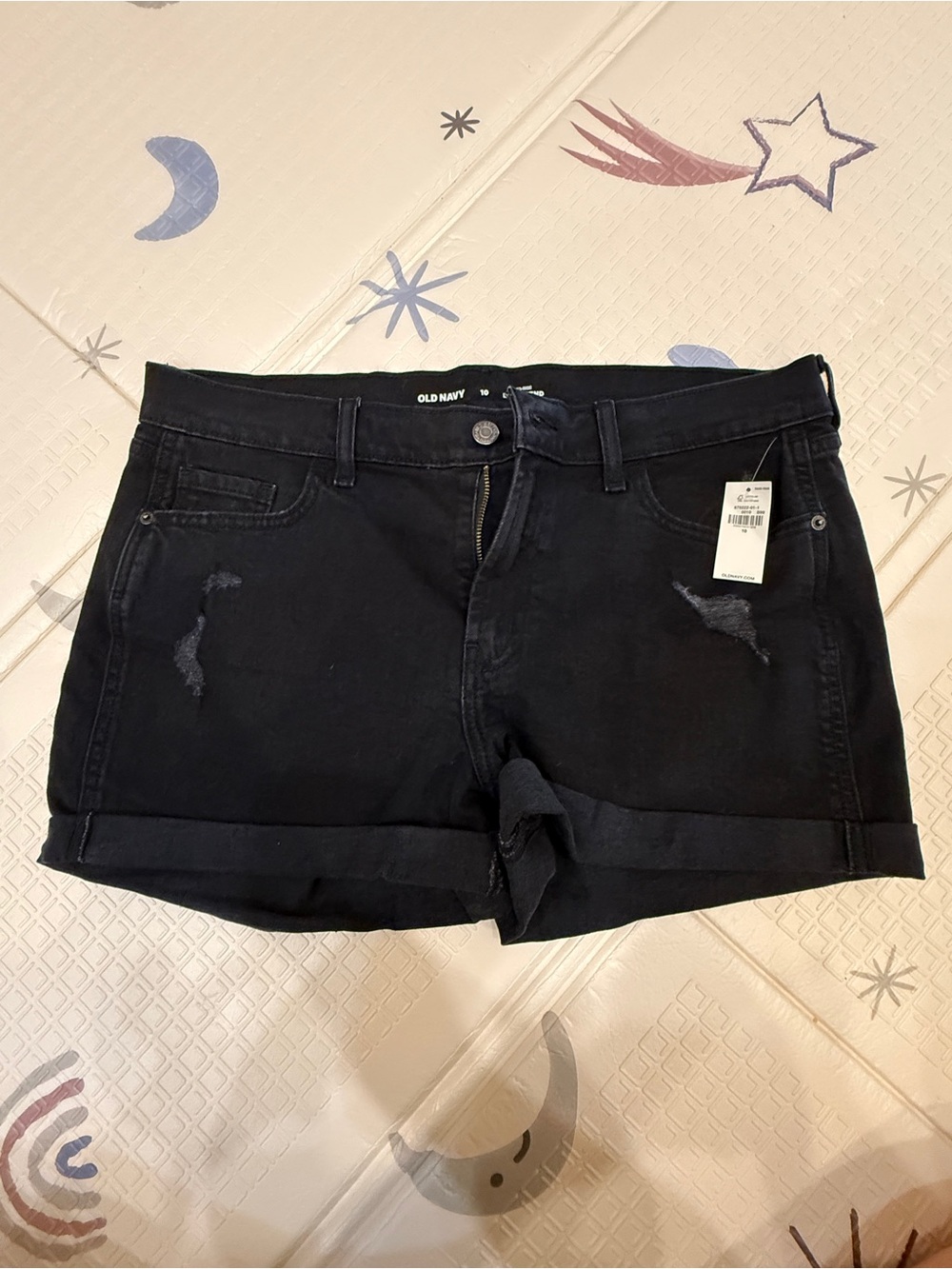 Old Navy Black Denim Cuffed Jean Shorts